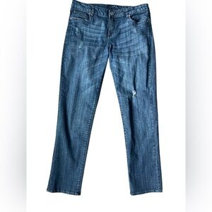 Kut from The Kloth Ladies Medium Wash Distressed Mid Rise Jeans Size 12